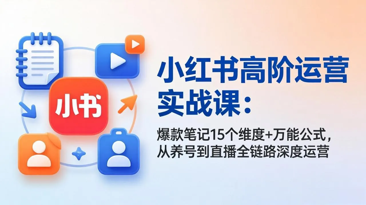 小红书高阶运营实战课：爆款笔记15个维度+万能公式，从养号到直播全链路深度运营-706资源网