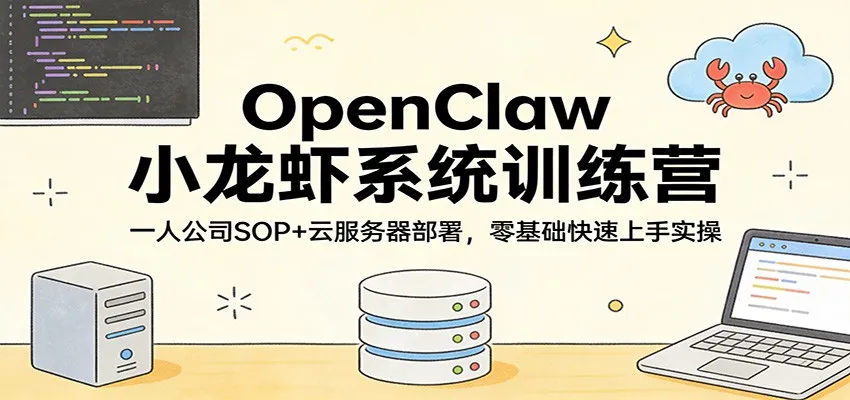 OpenClaw小龙虾系统训练营：一人公司SOP，云服务器部署，零基础快速上手实操-706资源网