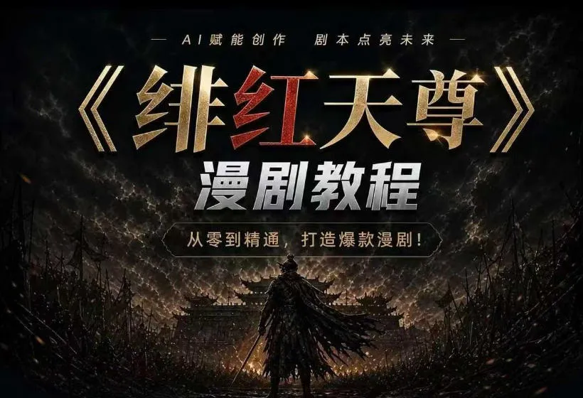 绯红天尊AI漫剧系统教程|从零入门到精通,工具运用+剧本创作+爆款逻辑+提示词素材+镜头剪辑,全套爆款漫剧落地实战课