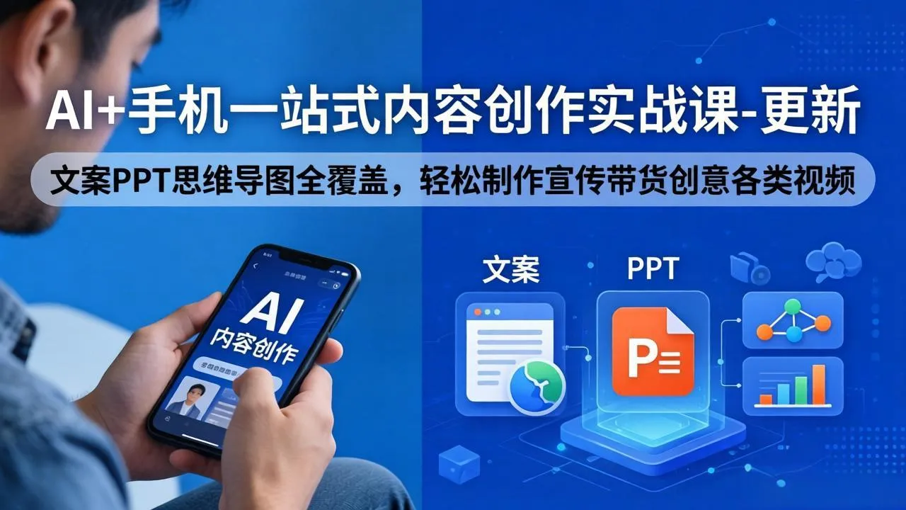 AI+手机一站式内容创作实战课-更新，文案PPT思维导图全覆盖，轻松制作宣传带货创意各类视频-706资源网