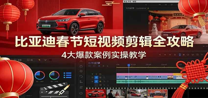 比亚迪春节短视频剪辑全攻略，4大爆款案例实操教学-706资源网