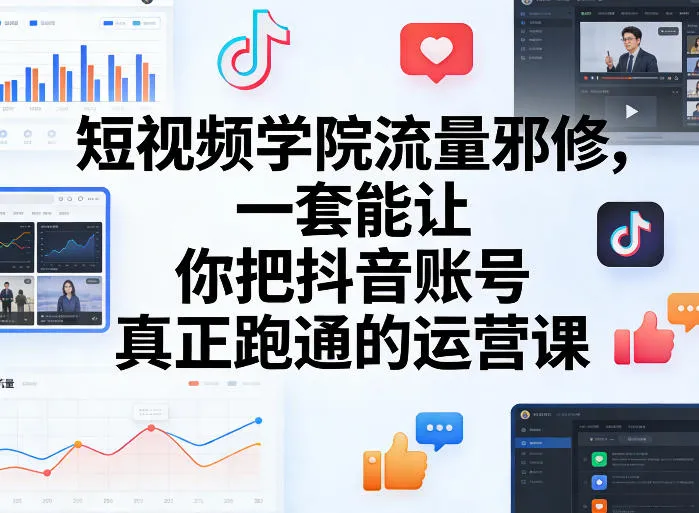 短视频学院流量邪修，一套能让你把抖音账号真正跑通的运营课-706资源网