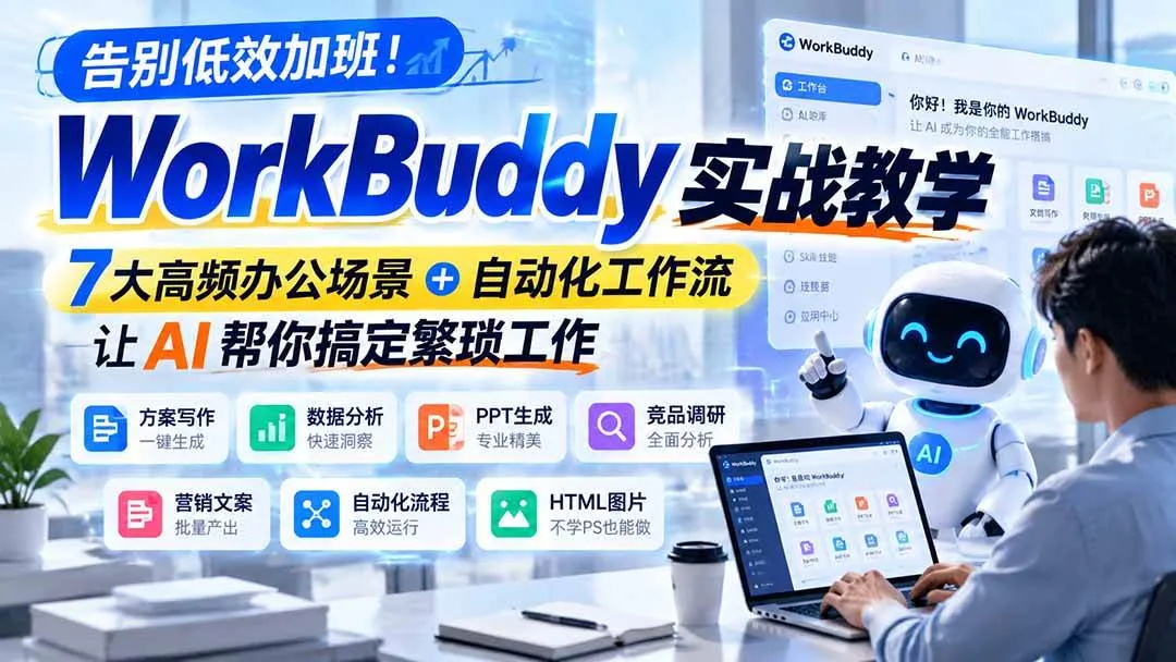 （21115期）告别低效加班！WorkBuddy实战教学，7大高频办公场景＋自动化工作流，让AI帮你搞定繁琐工作-706资源网