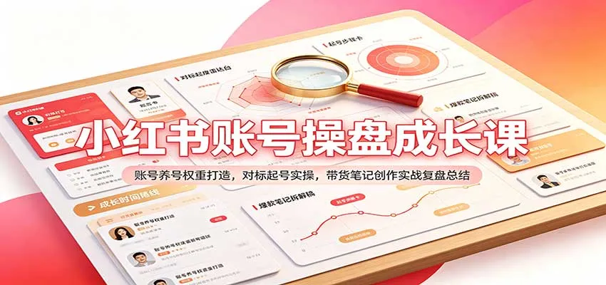 小红书账号操盘成长课:账号养号权重打造,对标起号实操,带货笔记创作实战复盘总结-706资源网