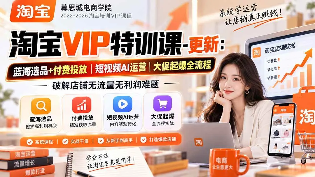 (20522期)淘宝VIP特训课-更新0917:蓝海选品+付费投放|短视频AI运营|大促起爆全流程,破解店铺无流量无利润难题 (20522期)淘宝VIP特训课-更新0917:蓝海选品+付费投放|短视频AI运营|大促起爆全流程,破解店铺无流量无利润难题