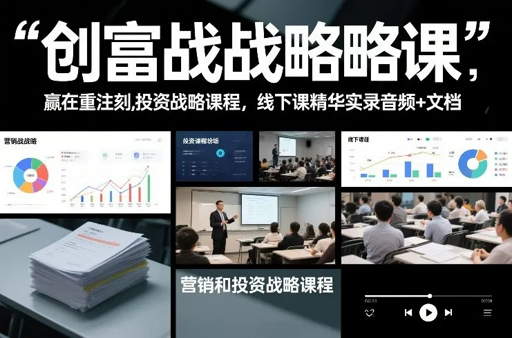 创富战略课，赢在重注时刻，营销和投资战略课程，线下课精华实录音频+文档-706资源网