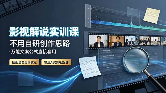 影视解说实训课：不用自研创作思路，万能文案公式直接套用，搭配全套剪辑教程，快速入局影视解说-706资源网