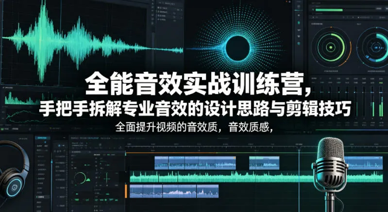 全能音效实战训练营，手把手拆解专业音效的设计思路与剪辑技巧，全面提升视频的音效质感-706资源网