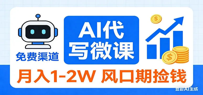 2026告别打工！AI 代写微课，提供免费渠道，月入 1-2W 风口期捡钱-706资源网