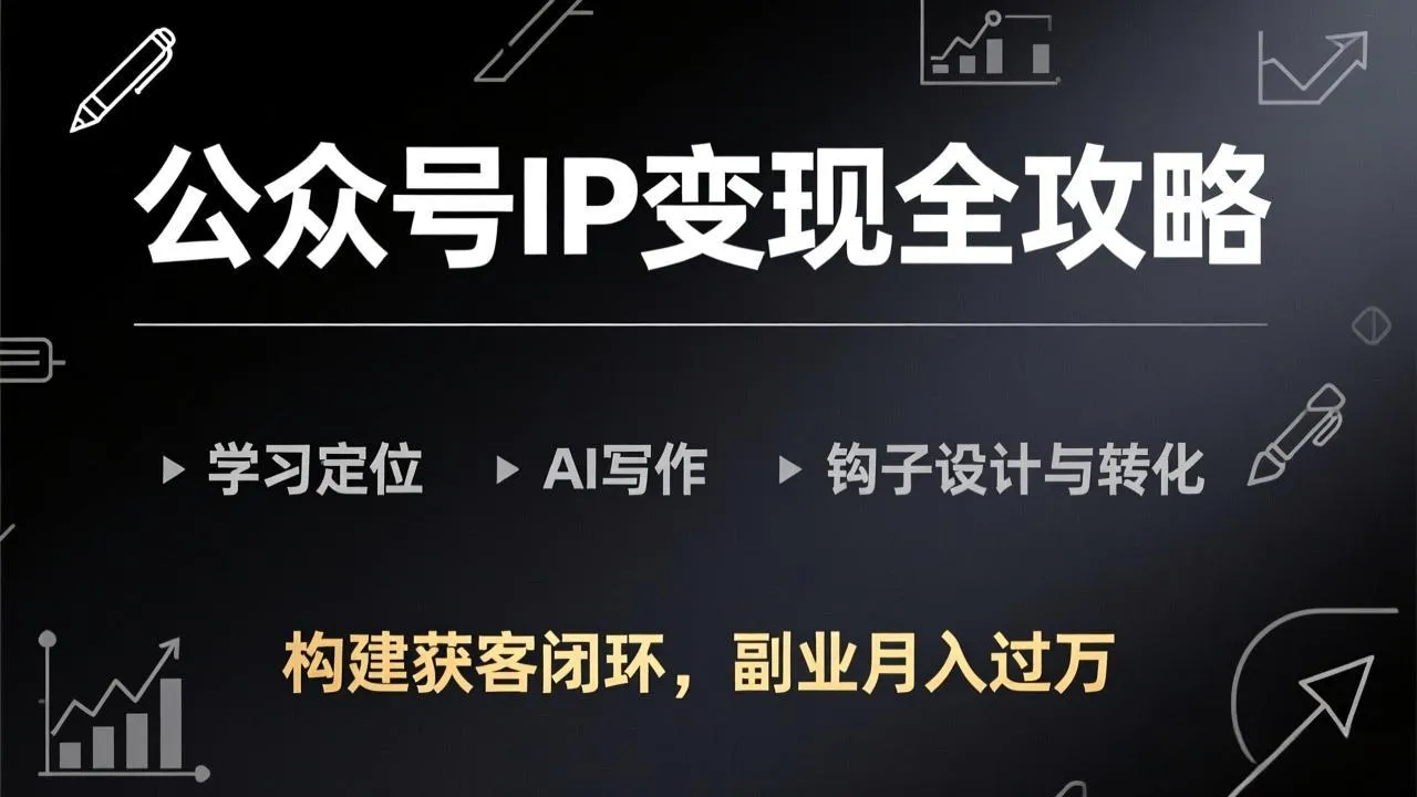 公众号IP变现全攻略-更新，学习定位、AI写作、钩子设计与转化，构建获客闭环，副业月入过万-706资源网