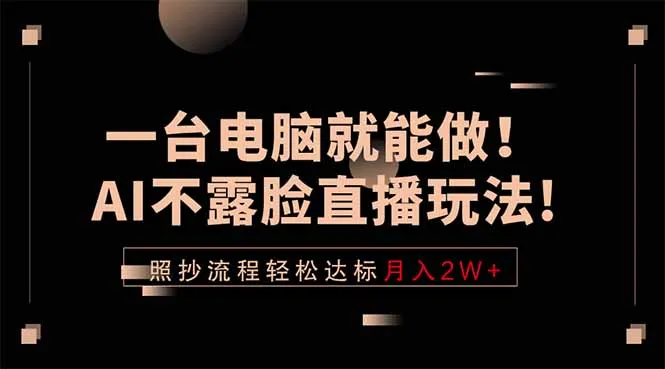 一台电脑就能做！AI不露脸直播玩法，照抄流程轻松达标月入2W+-706资源网
