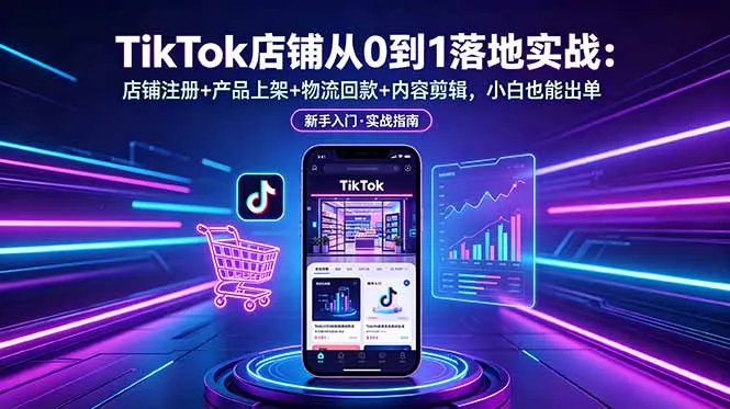TikTok店铺从0到1落地实战：店铺注册+产品上架+物流回款+内容剪辑，小白也能出单-706资源网