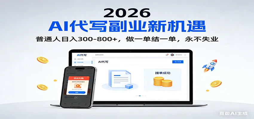 2026 副业首选！AI 代写日入 300-800，普通人0门槛，做一单结一单！-706资源网
