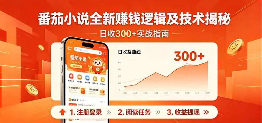 番茄小说全新赚钱逻辑及技术日收300+，小白新书皆可做！无脑赚就行了！-706资源网