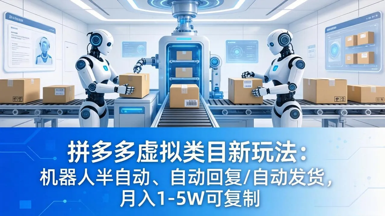 拼多多虚拟类目新玩法：机器人半自动、自动回复 /自动发货，月入 1-5W 可复制-706资源网