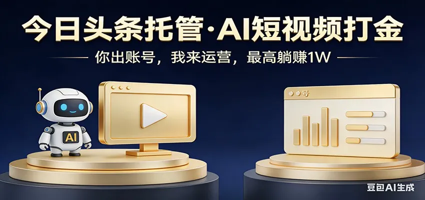 头条号AI托管,我提供作品,你提供账号,每天5分钟发布,小白躺赚3000+-706资源网