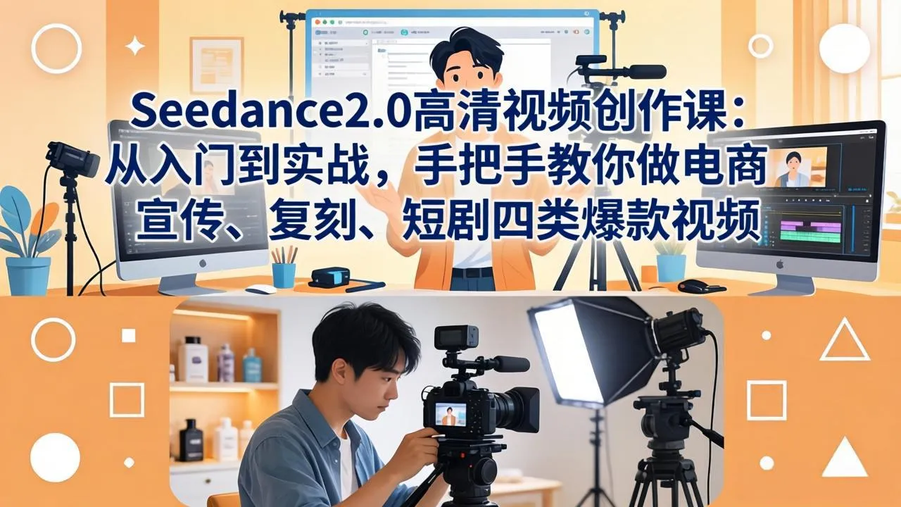 Seedance2.0高清视频创作课：从入门到实战，手把手教你做电商、宣传、复刻、短剧四类爆款视频-706资源网