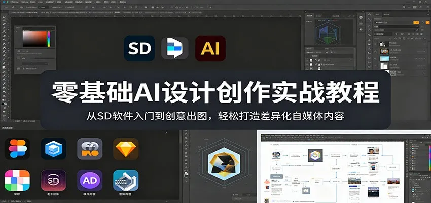 零基础AI设计创作实战教程：从SD软件入门到创意出图，轻松打造差异化自媒体内容-706资源网