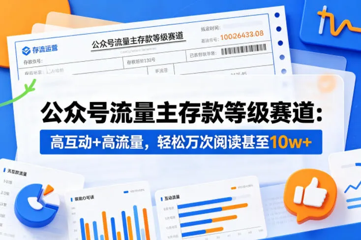 公众号流量主之存款等级赛道，高互动+高流量，轻松达到万次阅读，甚至10w+-706资源网