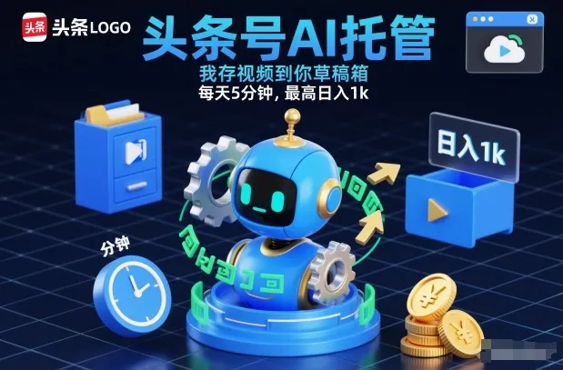 头条号AI托管，我存视频到你草稿箱，每天5分钟，最高日入1k【揭秘】-706资源网