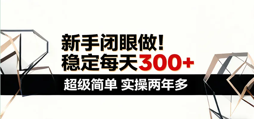 新手闭眼做，稳定每天300+，超级简单，实操两年多 ！-706资源网