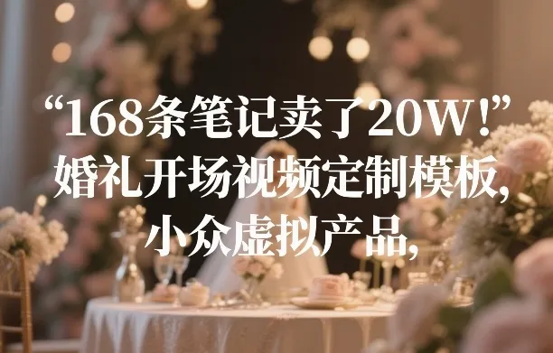 168条笔记卖了20W！婚礼开场视频定制模板，小众虚拟产品-706资源网