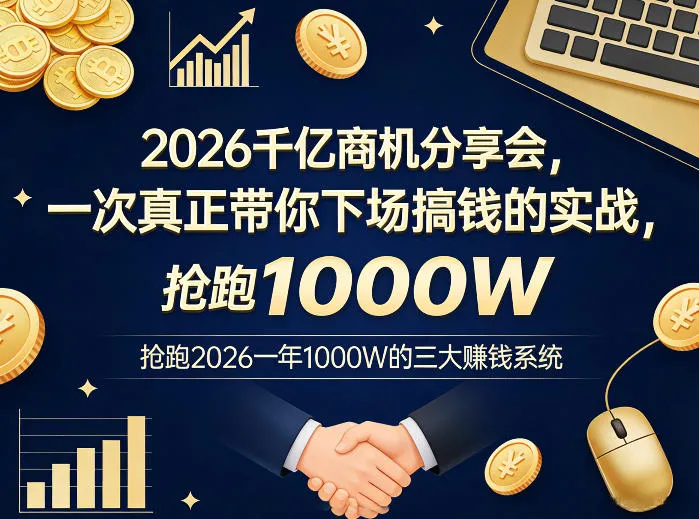 2026千亿商机分享会,一次真正带你下场搞钱的实战,抢跑2026一年1000W的三大賺钱系统-706资源网