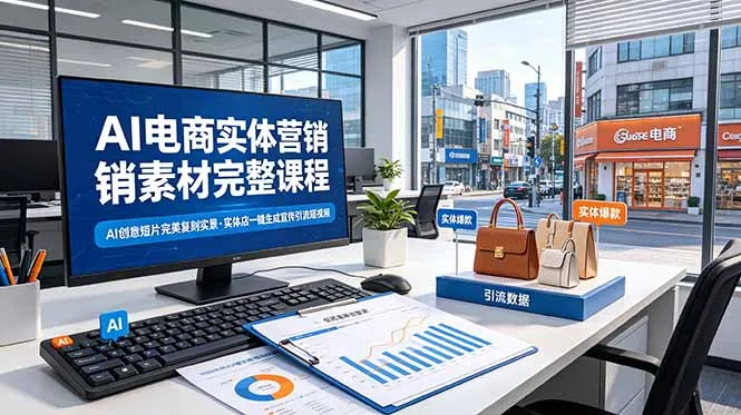 AI电商实体营销素材完整课程，AI创意短片完美复刻实景，实体店一键生成宣传引流短视频-706资源网