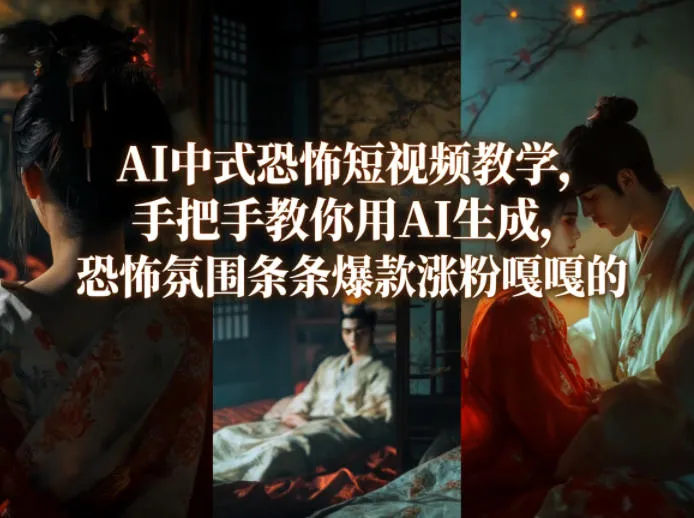 AI中式恐怖短视频教学，手把手教你用AI生成，恐怖氛围条条爆款涨粉嘎嘎的-706资源网