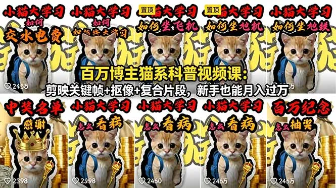 百万博主猫系科普视频课：剪映关键帧+抠像+复合片段，新手也能月入过万-706资源网