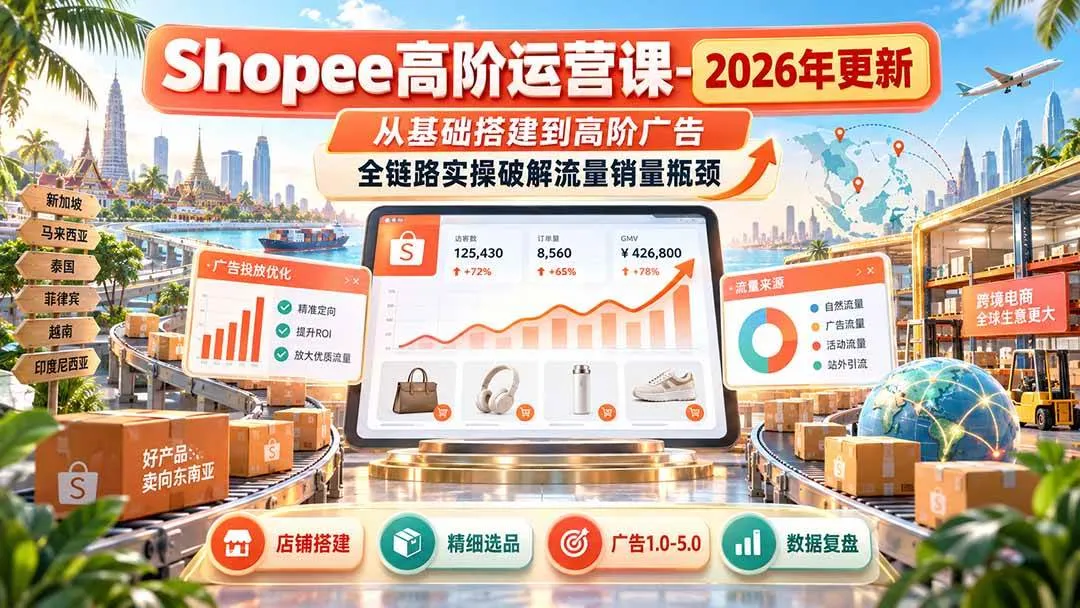 (20575期)Shopee高阶运营课-更新9月,从基础搭建到高阶广告,全链路实操破解流量销量瓶颈-706资源网