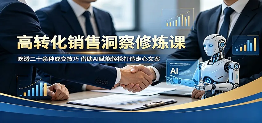 高转化销售洞察修炼课:吃透二十余种成交技巧,借助AI赋能轻松打造走心文案-706资源网