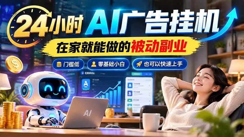 （21118期）24小时AI广告挂机｜在家就能做的被动副业，门槛低，零基础小白也可以快速上手-706资源网