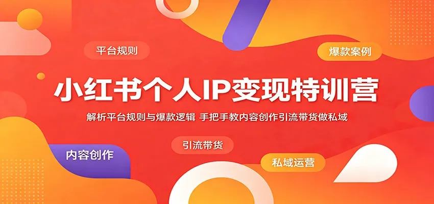 小红书个人IP变现特训营:解析平台规则与爆款逻辑,手把手教内容创作引流带货做私域-706资源网