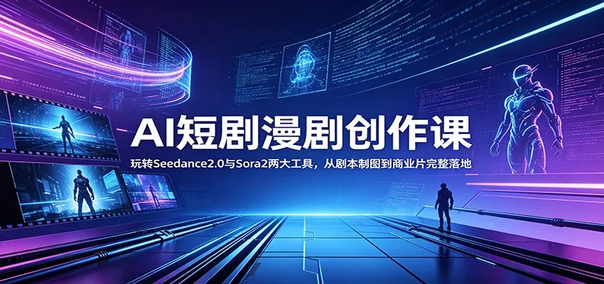 AI短剧漫剧创作课：玩转Seedance2.0与 Sora2两大工具，从剧本制图到商业片完整落地-706资源网