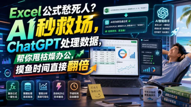 Excel公式愁死人？AI秒救场，ChatGPT处理数据，帮你甩枯燥办公，摸鱼时间直接翻倍【原创双语字幕】-706资源网