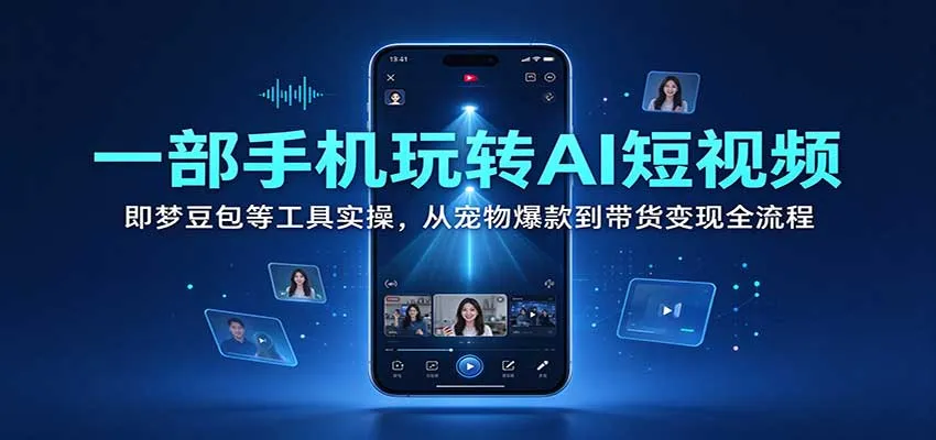 一部手机玩转AI短视频:即梦豆包等工具实操,从宠物爆款到带货变现全流程-706资源网