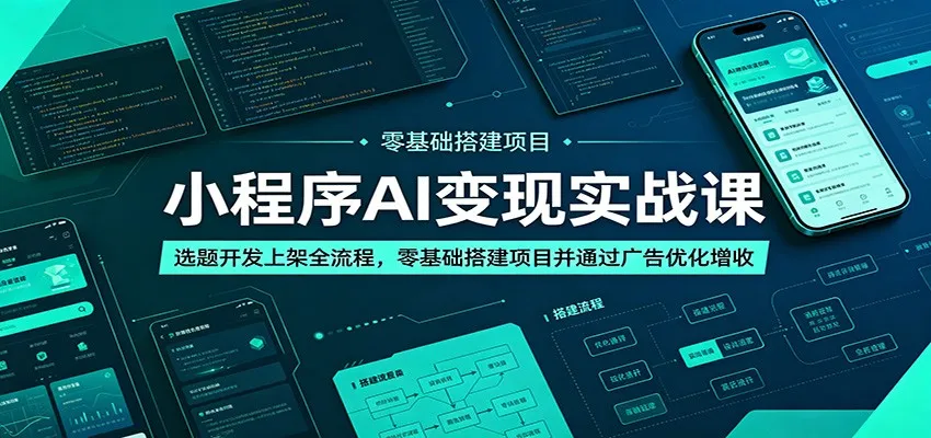 小程序AI变现实战课：选题开发上架全流程，零基础搭建项目并通过广告优化增收-706资源网