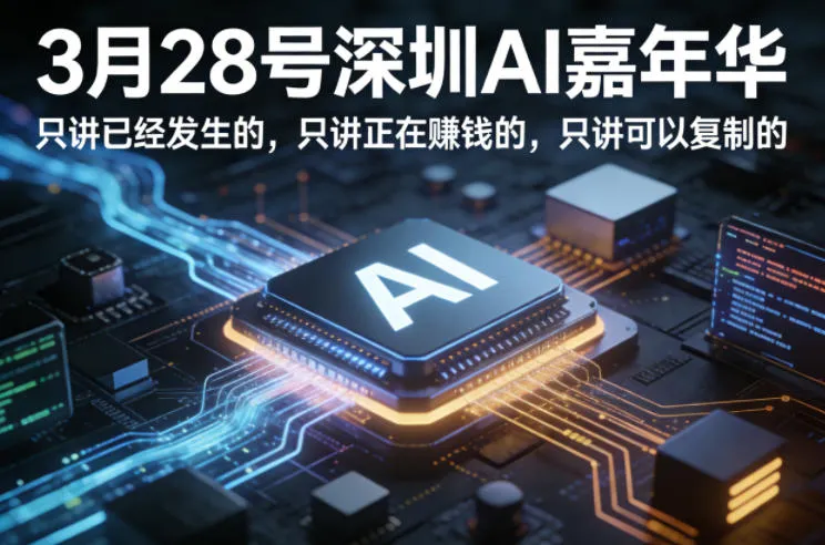 3月28号深圳AI嘉年华，只讲已经发生的，只讲正在賺钱的，只讲可以复制的-706资源网
