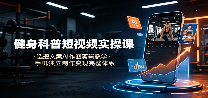 健身科普短视频实操课:选题文案AI作图剪辑教学,手机独立制作变现完整体系-706资源网