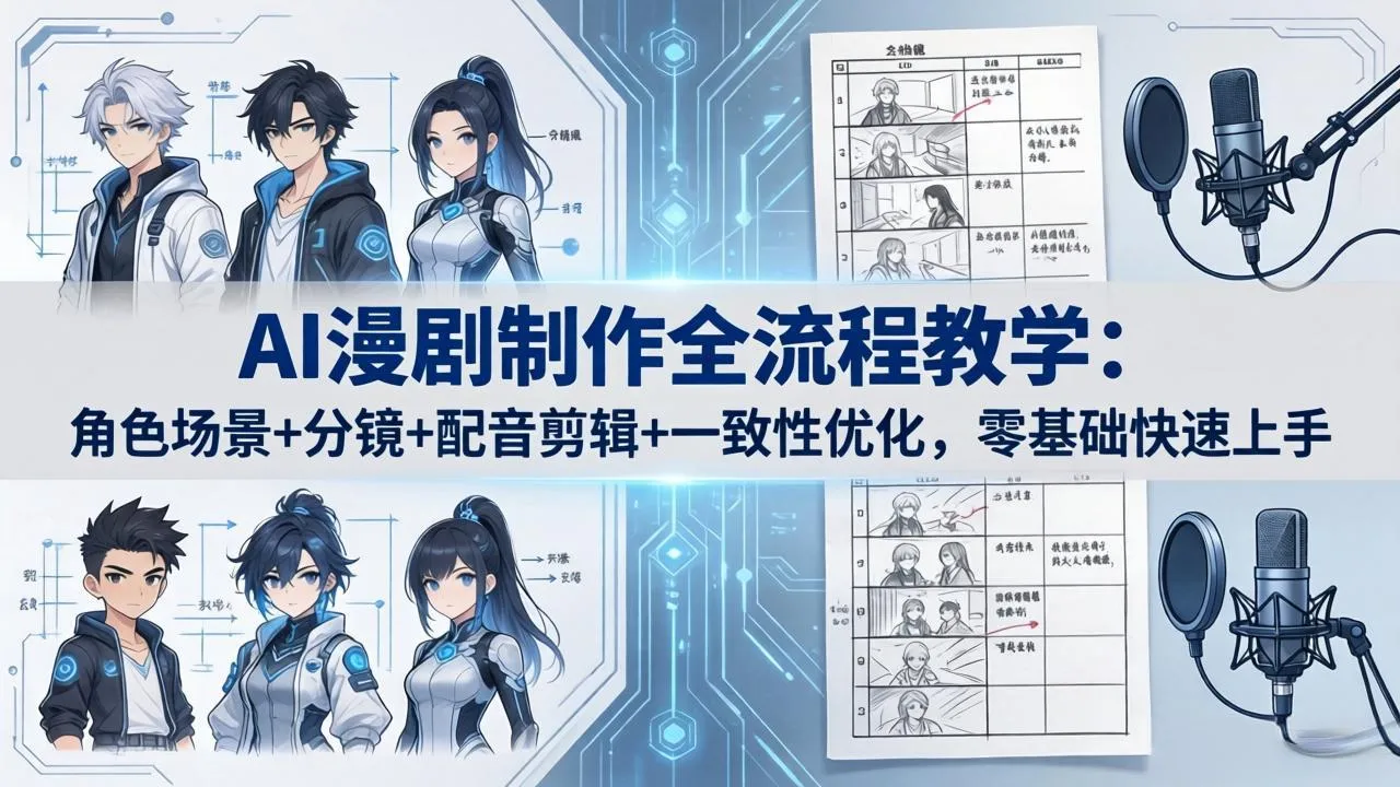 AI漫剧制作全流程教学：角色场景+分镜+配音剪辑+一致性优化，零基础快速上手-706资源网