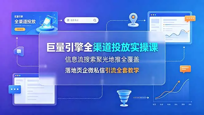 巨量引擎全渠道投放实操课，信息流搜索聚光地推全覆盖，落地页企微私信引流全套教学-706资源网