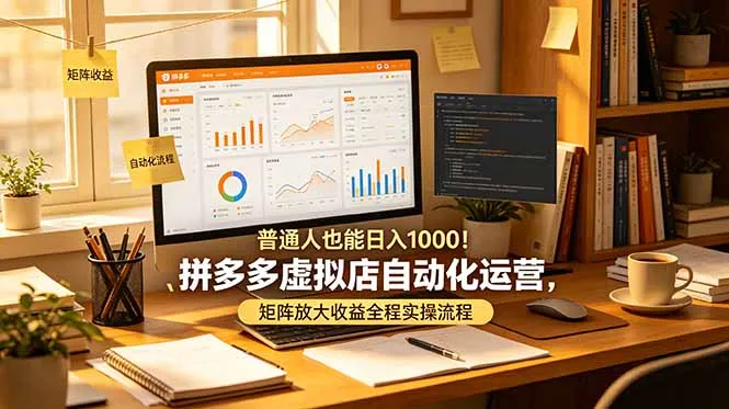 普通人也能日入 1000！拼多多虚拟店自动化运营，矩阵放大收益全程实操流程-706资源网