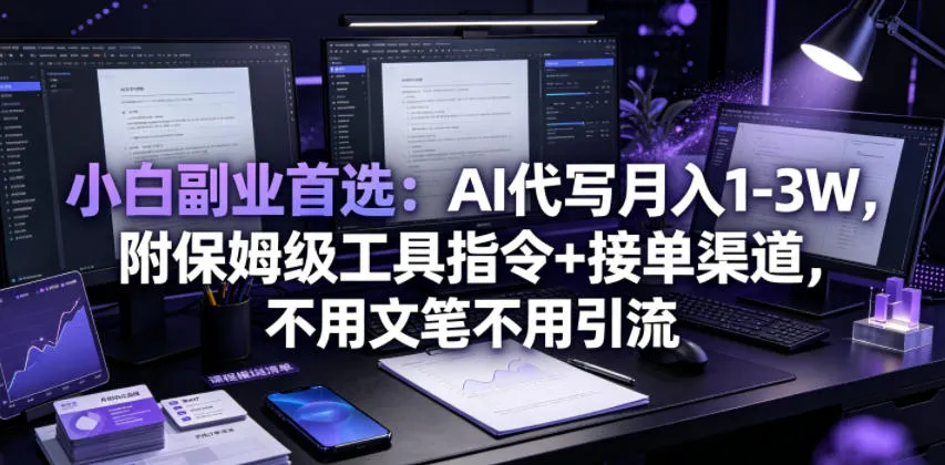 小白副业首选：AI代写月入1-3W，附保姆级工具指令+接单渠道，不用文笔不用引流【揭秘】-706资源网