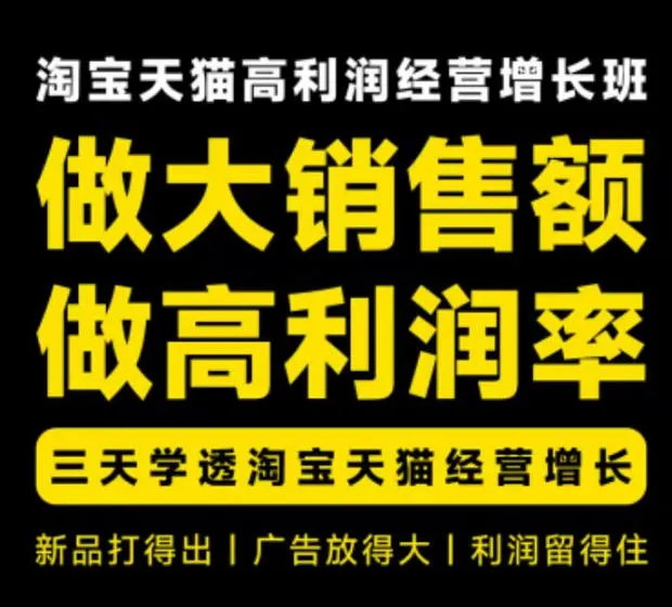 天猫淘宝高利润经营增长班杭州线下课31期8月22-24日，做大销售额做高利润率，三天学透淘宝天猫经营增长-706资源网