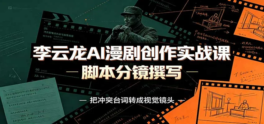 李云龙AI漫剧创作实战课：角色人设还原，脚本分镜撰写，AI漫剧成片完整制作教学-706资源网