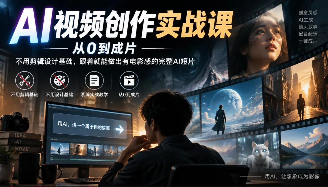 AI视频创作实战课，从0到成片，不用剪辑设计基础，跟着就能做出有电影感的完整AI短片-706资源网