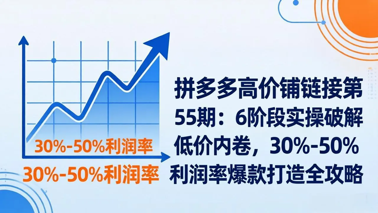 拼多多高价铺链接第55期：6阶段实操破解低价内卷，30%-50%利润率爆款打造全攻略-706资源网