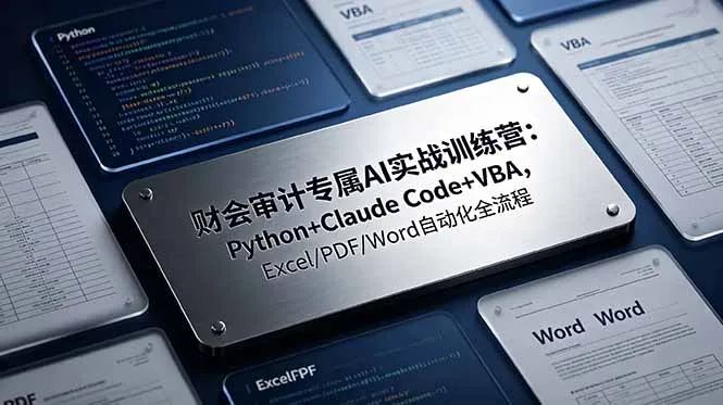 财会审计专属 AI实战训练营：Python+Claude Code+VBA，Excel/PDF/Word自动化全流程-706资源网