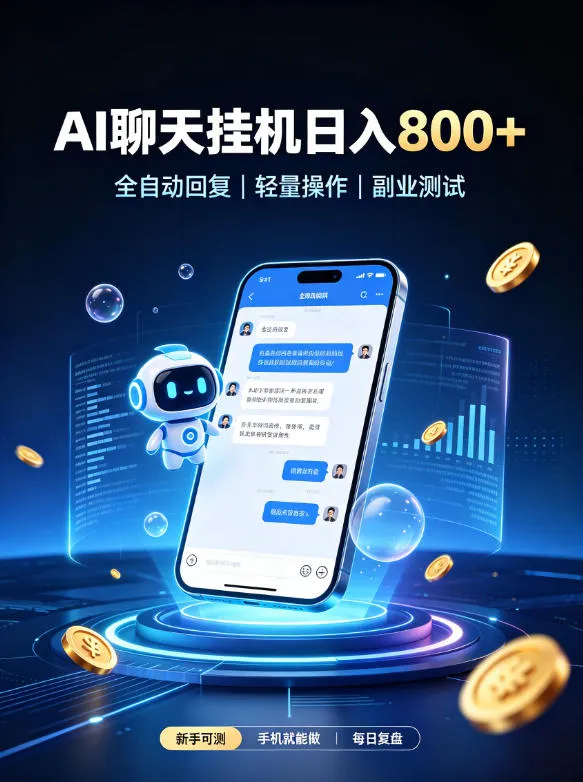 AI聊天挂G项目,日入800➕,全自动操作,适用个人副业,支持工作室矩阵操作【揭秘】-706资源网